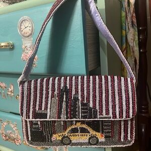 Viral TikTok New York City taxi Beaded Cityscape Bag made India NWT